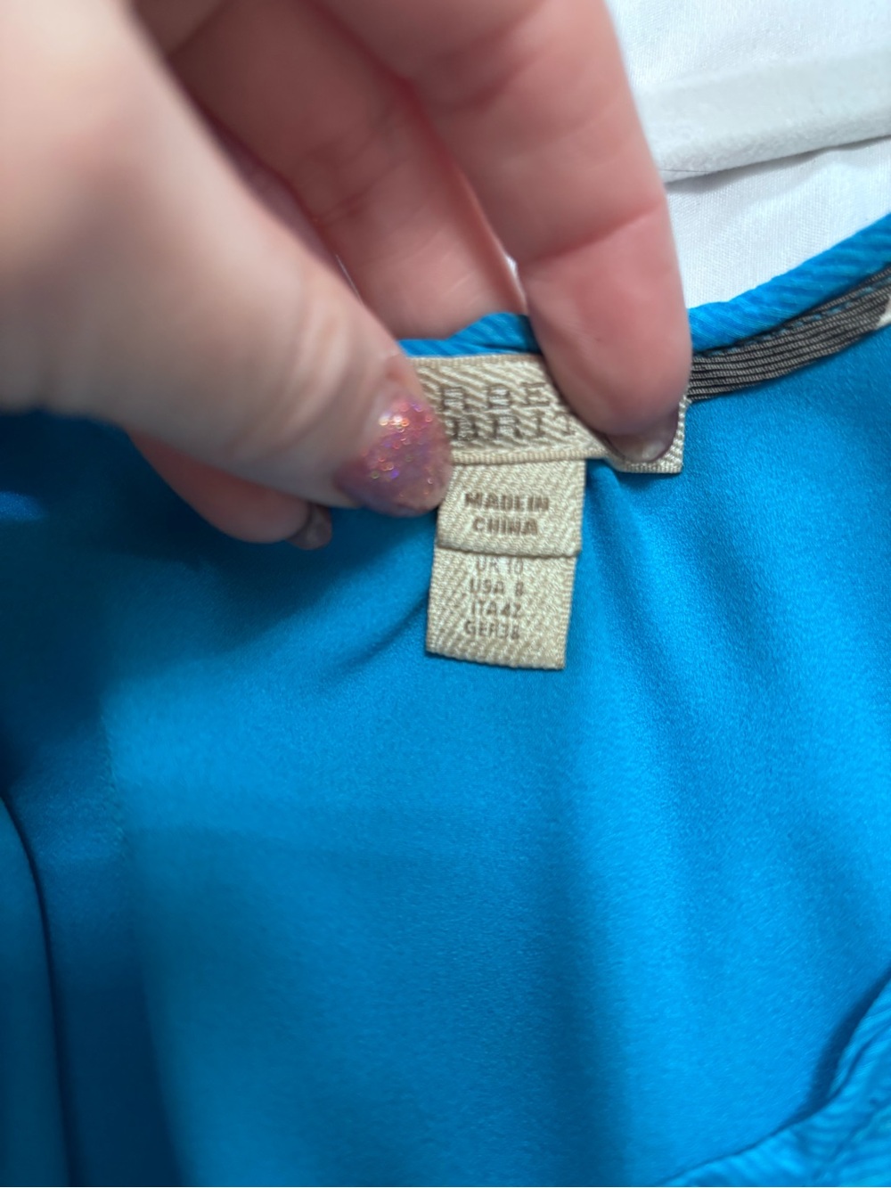 Burberry turquoise silk/ cotton blend dress with buttons - Picture 8 of 9